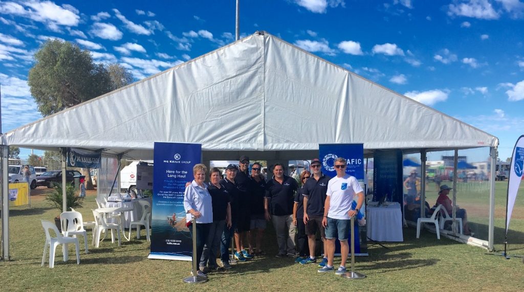 The M G Kailis, MSC and WAFIC team at the M G Kailis/Exmouth Gulf Prawns Commercial Fishing marquee
